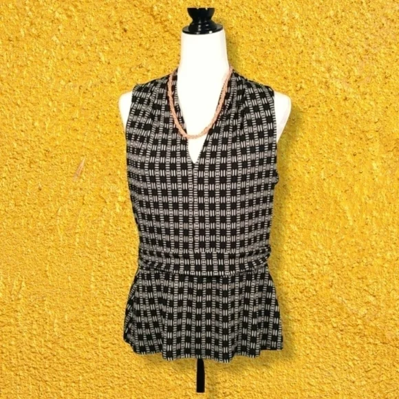 White House Black Market Women's Top Size L Sleeveless Tunic Elastic Waist - Picture 1 of 7